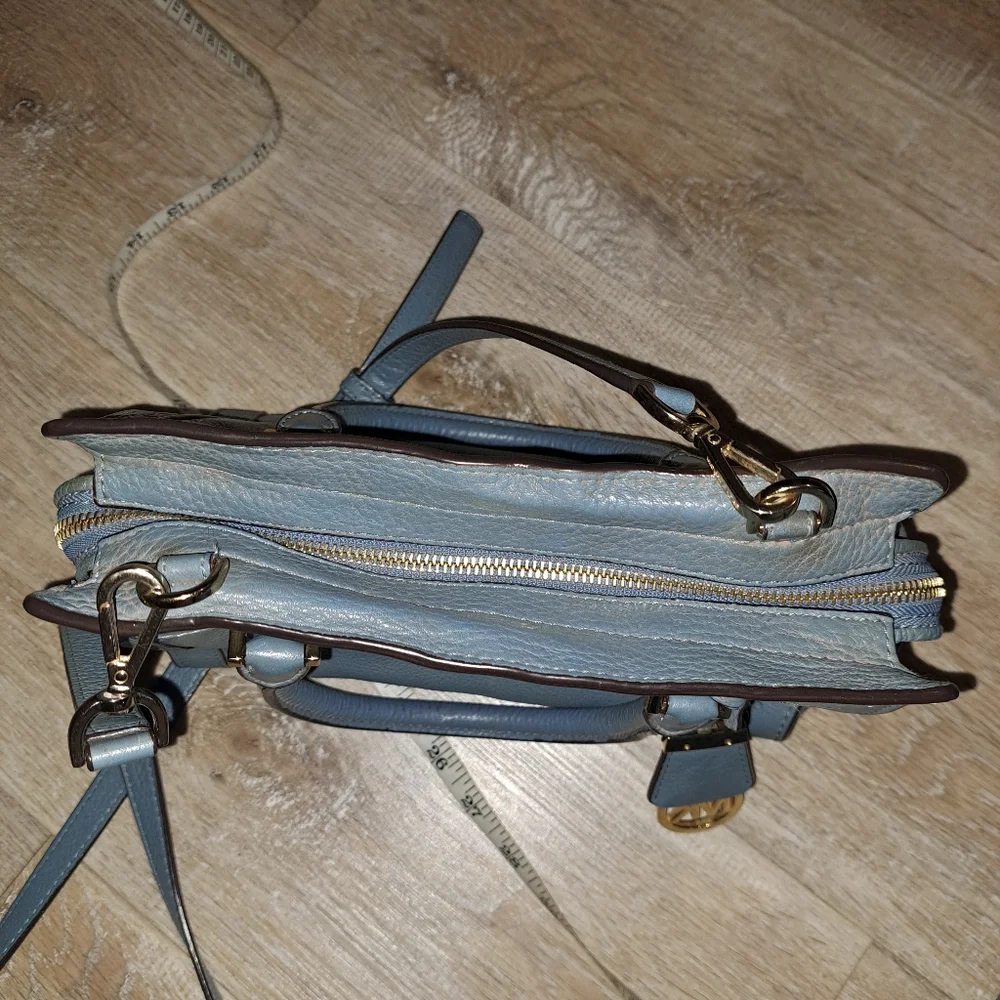 Michael Kors Blue Leather Satchel Crossbody Strap Bag